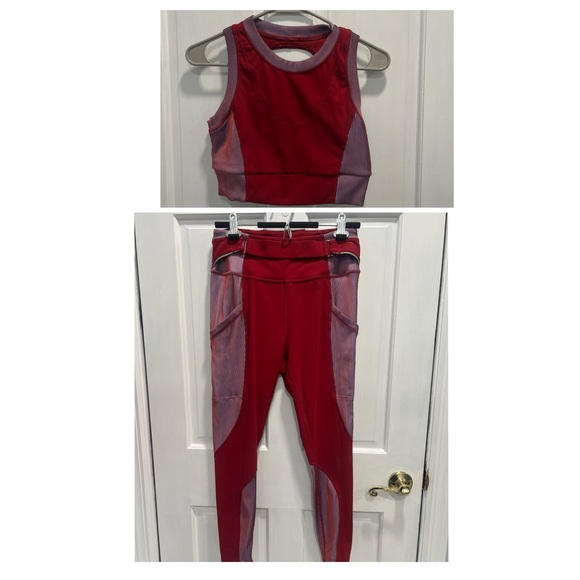 FREE PEOPLE Hardio Cardio Leggings LARGE & Sports Bra Brami MEDIUM Set Pre Loved